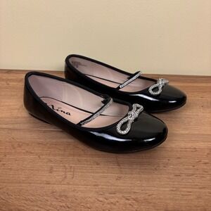 NINA Kendalla Ballet Flat In Black Girls Size 6 Casual Formal Party Rhinestone